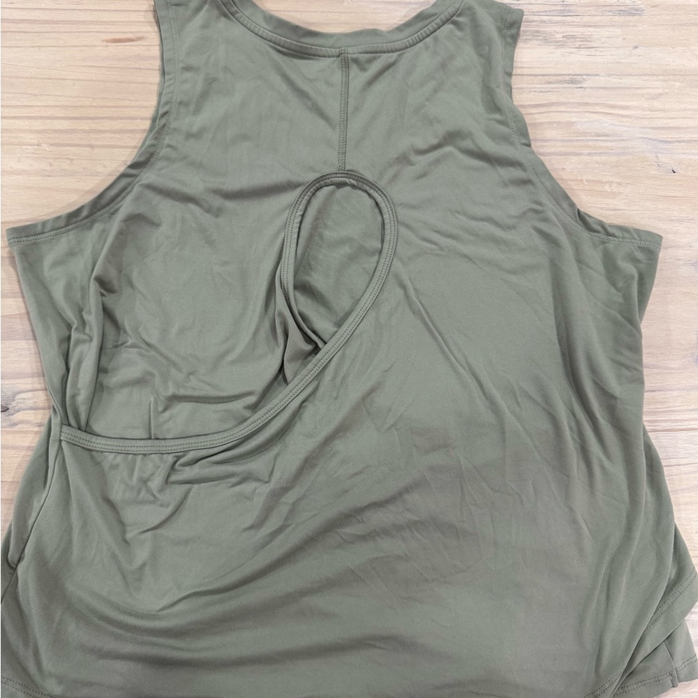 Women's Olive Cutout Back Tank Top
